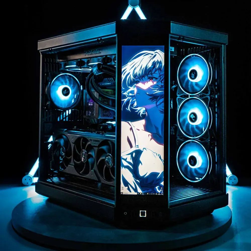 PC gamer montado com iluminação RGB e cable management